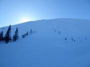 The steepest slope in the ski area with a 45° incline