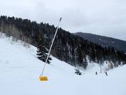 Snow gun snowmaking in the Snow King Mountain ski area