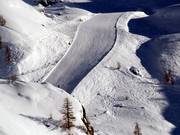 Perfectly groomed slope between Col Sarezza and Contenery