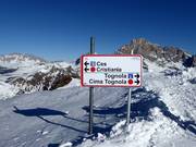Slope signage in the San Martino di Castrozza ski area