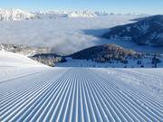 Perfectly groomed slope in the Galsterberg ski area