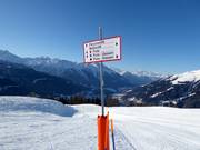 Slope signage in the Bellwald ski area