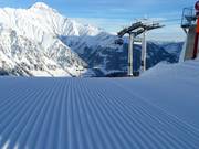 Freshly groomed slope in the morning