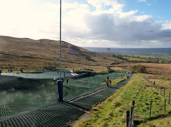 The dry ski slope of the Pendle Ski Club