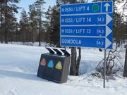 Trash bins in the Levi ski resort