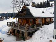 Ski hut at the edge of the slope