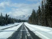The road to the Castle Mountain ski area