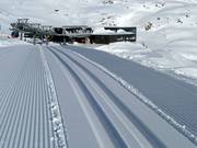 Perfectly groomed high-altitude cross-country trail on the Pitztal Glacier