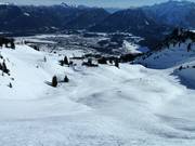 View across the high elevation ski resort and into the valley