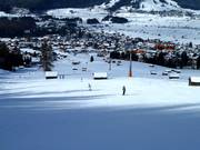 The ski area extends right up to the village.