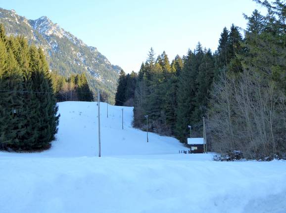 View of the ski slope of Breitenwang