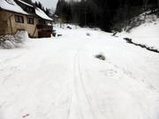 End point of the long-distance ski trail Schonach-Belchen in Multen