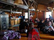 Tiled stove and counter: The ski hut interior