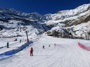 Children's ski school at the practice slope