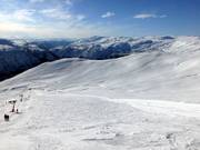 View from the top station of the Kari Traa drag lift over the ski area