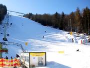 The slalom slope is the most challenging run of the ski lift carousel.