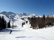 View of the ski resort of Vogel from the mountain station of the cable car