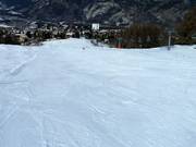 The valley run to Sauze d'Oulx is perfectly groomed.