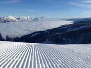 Perfect slope grooming throughout the entire 4-Mountain Ski Area