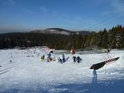 View of the ski slope and toboggan run