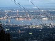 View of Vancouver during the descent with the cable car