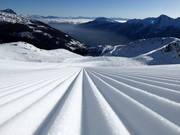 Freshly groomed slope in the Schwemmalm ski area