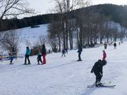 Easy slopes in the children's area at the rope lift
