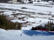 The challenging Olympic downhill run leads all the way to the valley.