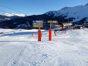 Slope signage in the Les 3 Vallées ski area