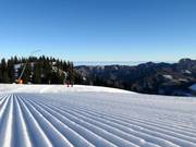 Freshly groomed slopes in the Kasberg ski resort