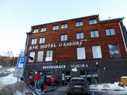 Hotel U Kabinky next to the valley station of the gondola lift