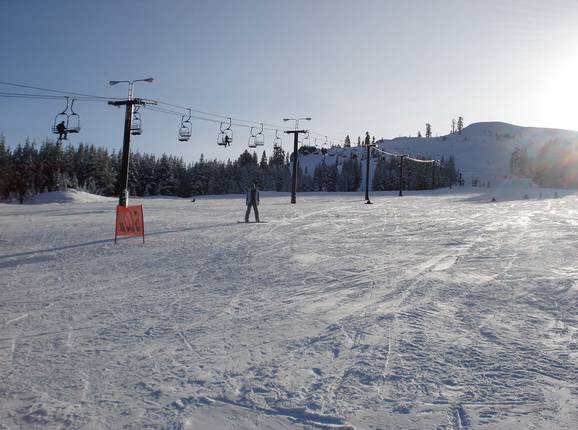 Wide and easy slope in the Soda Springs ski area