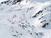 Freeride slopes between Petit Perron (2271 meters) and Col de la Croix de Fer