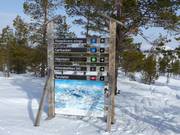 Slope signage and slope map in the Idre Himmelfjäll ski area