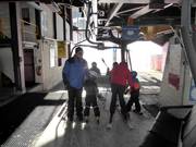 Children are assisted when boarding the chairlifts