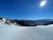 Perfect slope grooming in the Watles ski area