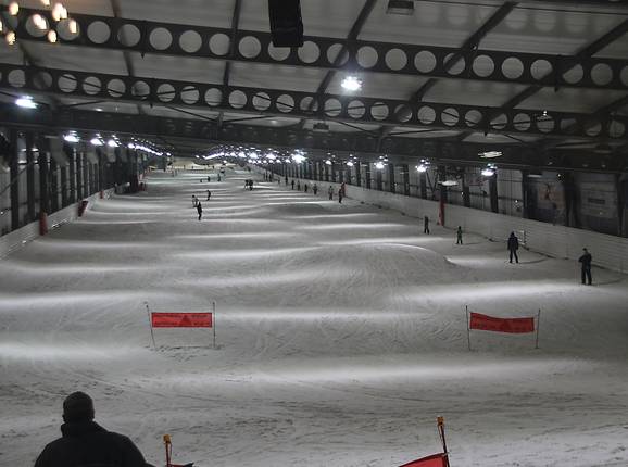 View of the ski hall from the restaurant