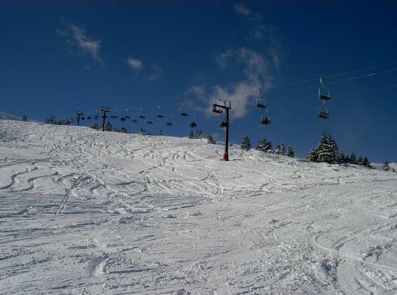 Deep snow slope above the treeline