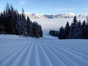 The valley runs are perfectly groomed