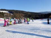 Children's ski course in the Černá hora ski area