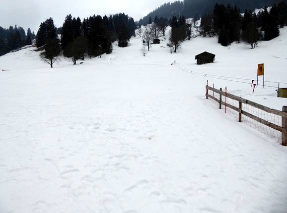 View over the family-friendly ski slope in Saxeten