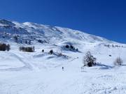 View of the difficult and intermediate slopes on the Unterrat