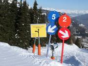 Slope signage in the ski resort