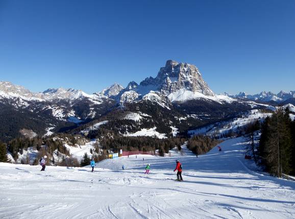 Magnificent backdrop of Monte Pelmo in the Civetta ski area