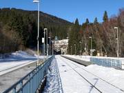 View from Špičák train station to the ski area