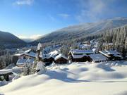 Log cabins on the slopes