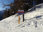 Slope signage in the Pejo ski area