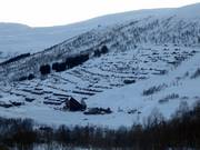 View from the opposite slope of the accommodations located directly in the ski area