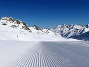 Perfect slope grooming on the Kaunertal Glacier