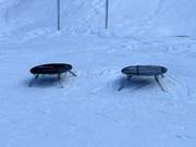 Seating areas for strapping on your snowboard